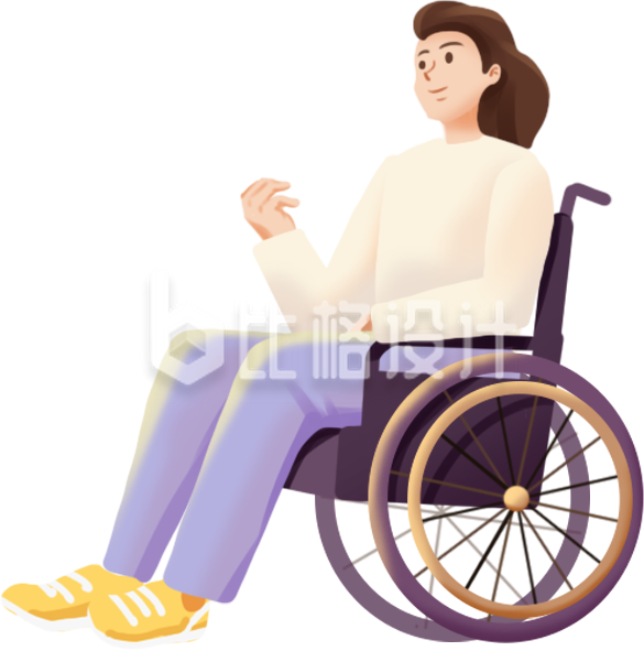 女生坐轮椅手绘插画