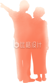 老人背影手绘