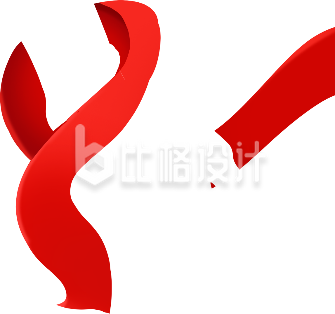 红色丝带手绘