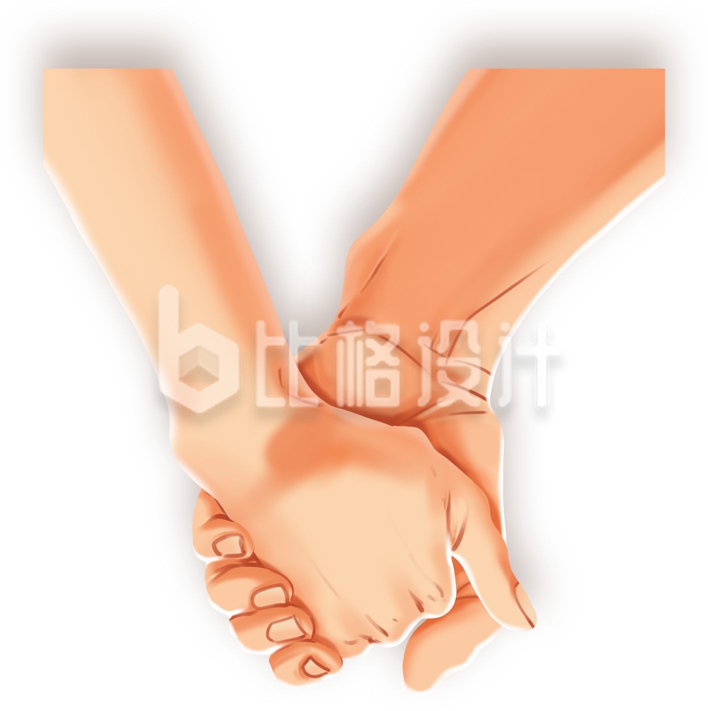 握手牵手插画