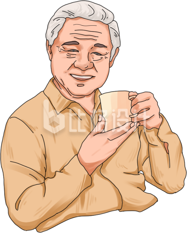 老人手绘插画