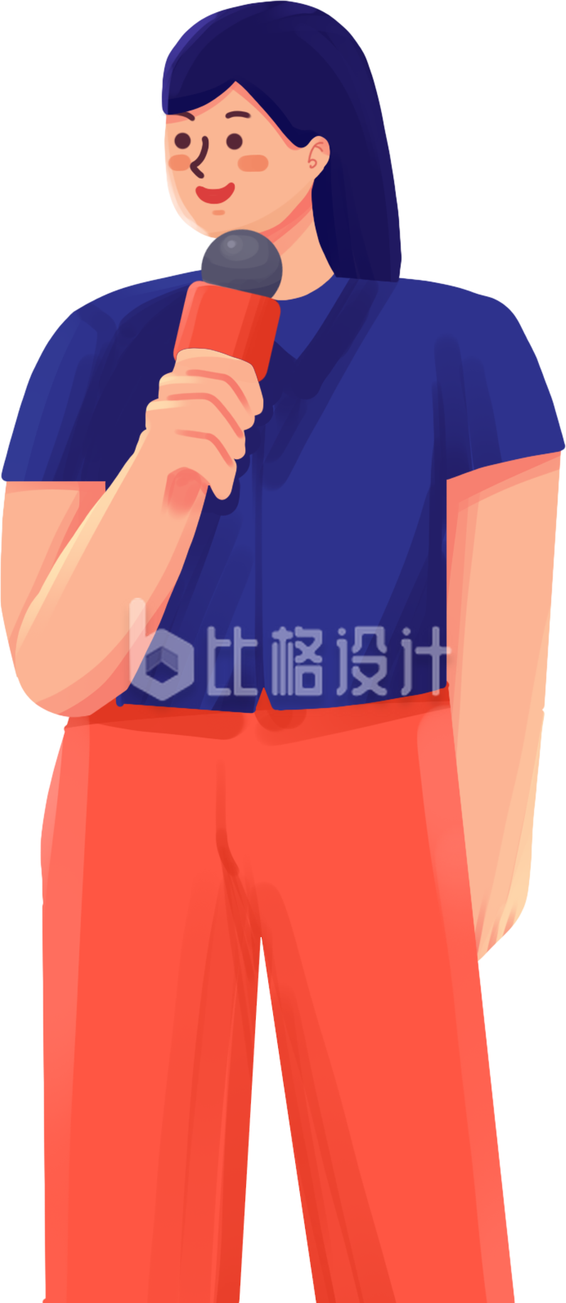 蓝色女记者新闻工作者