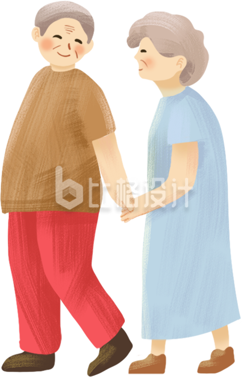 重阳节老人手绘插画