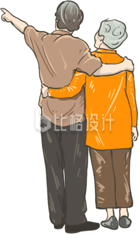 老人手绘插画
