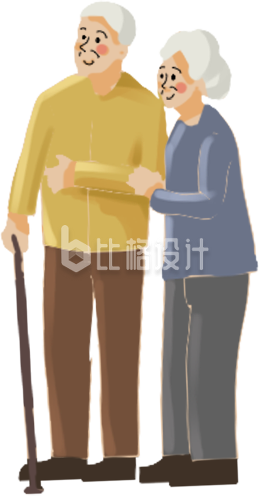 重阳节老人手绘插画