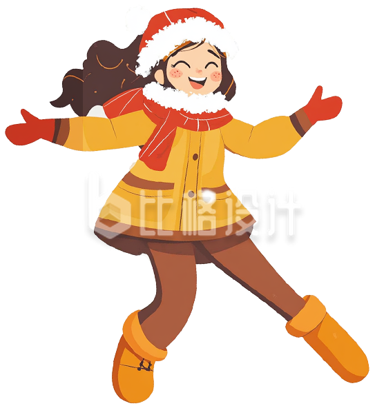 可爱开心的冬装小女孩