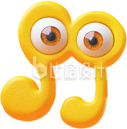 3D黄色音符表情