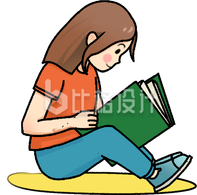 女生看书插画