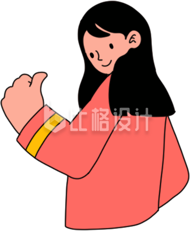 红色女生点赞手势