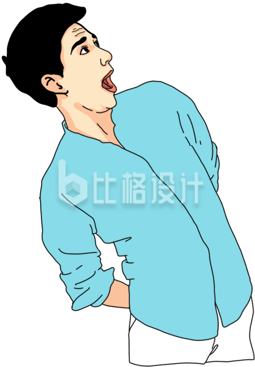 男生惊讶手绘插画