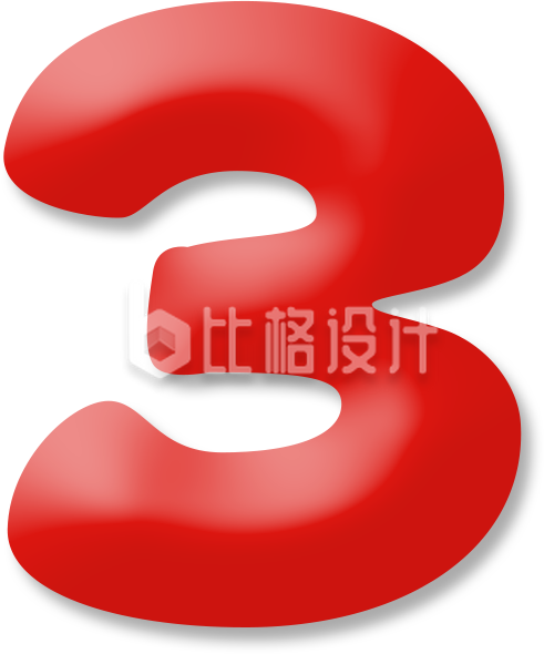 红色膨胀风数字3