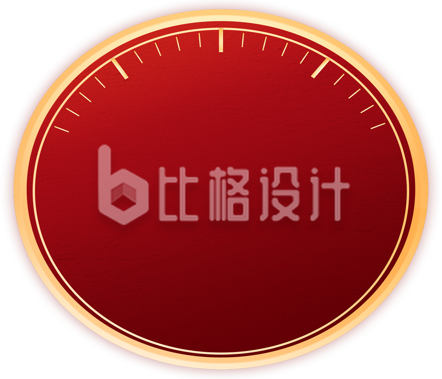 手绘红金色钟表
