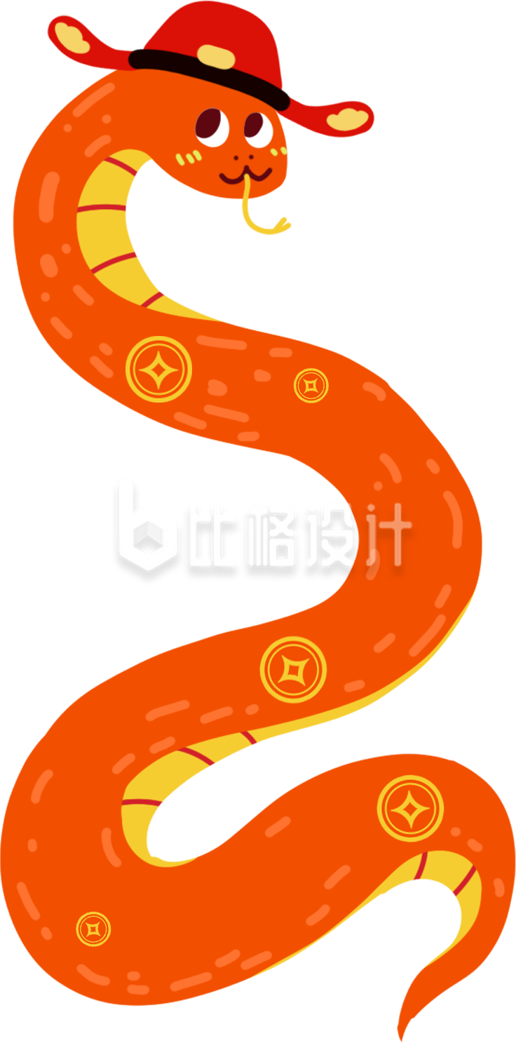 橙色搞怪蛇手绘插画