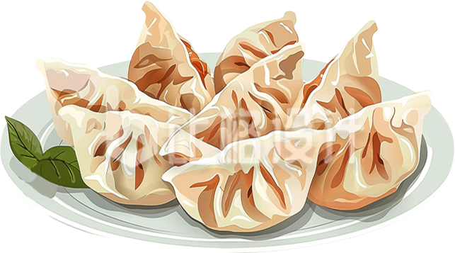 冬季饺子美食促销手绘插画