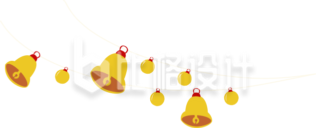 圣诞铃铛手绘黄色插画
