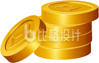 金色金币理财手绘插画