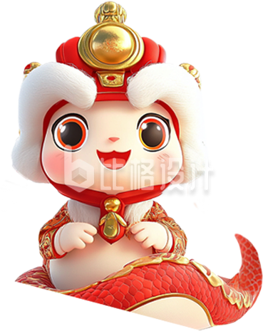 3D可爱蛇年手绘插画