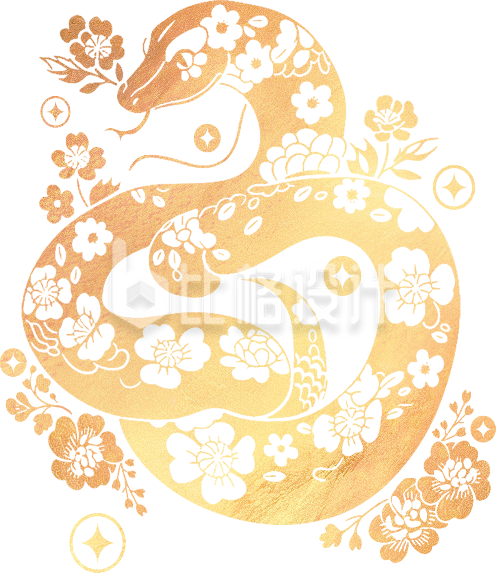 蛇剪纸手绘插画