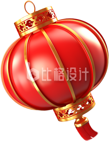 红色喜庆3D灯笼
