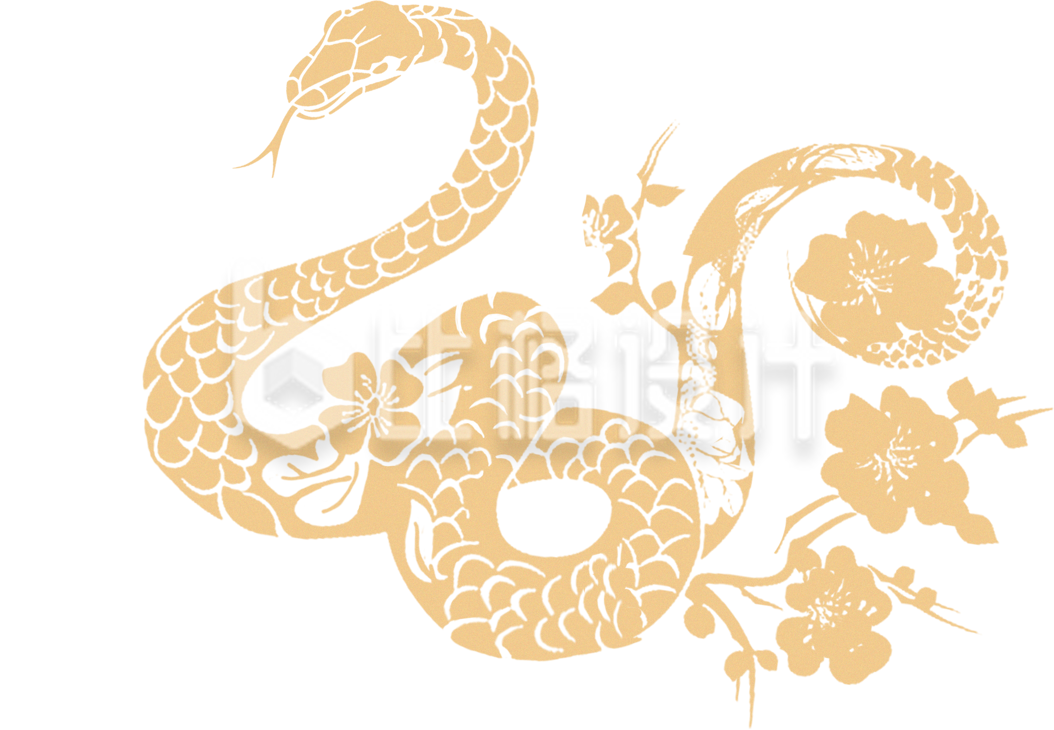 黄色蛇剪纸手绘