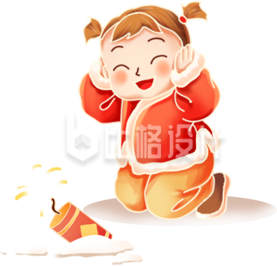 新年节日小女孩手绘插画
