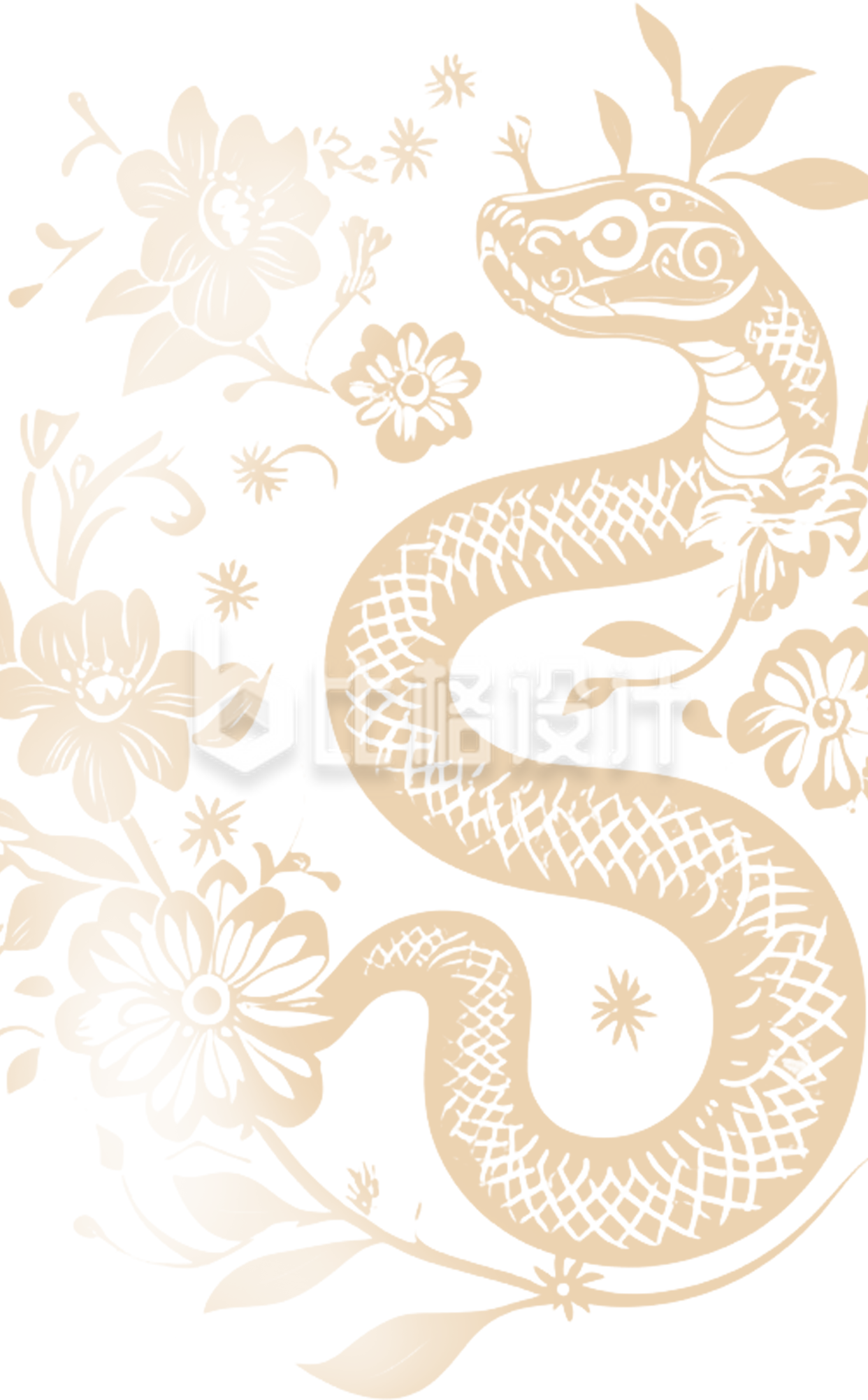 剪纸蛇花朵