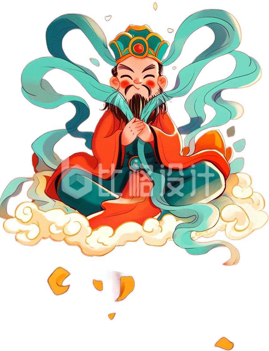 坐在祥云上的灶神