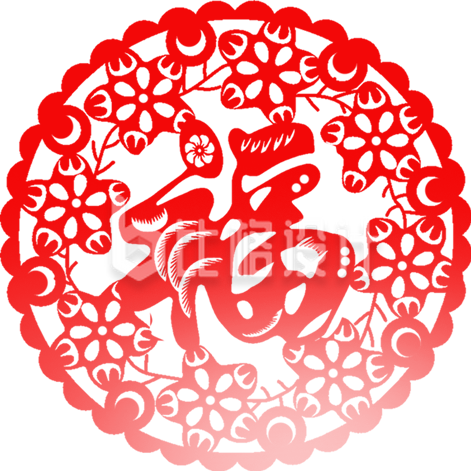 福字手绘剪纸窗花