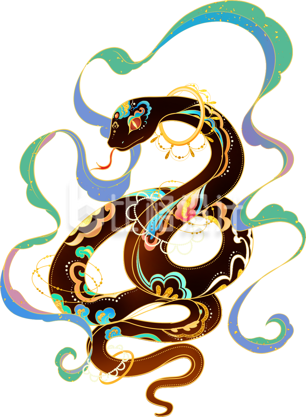 蛇手绘插画