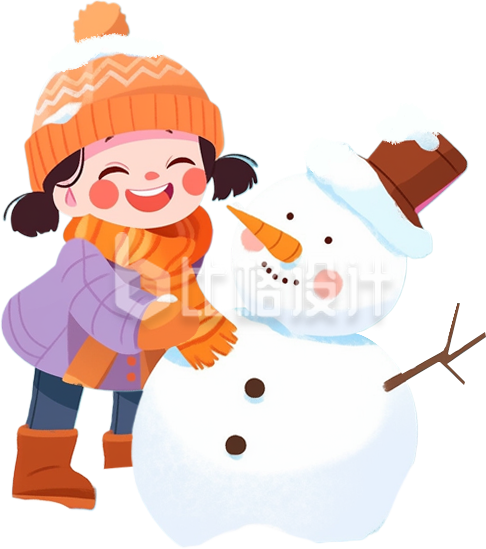 冬季雪人手绘插画