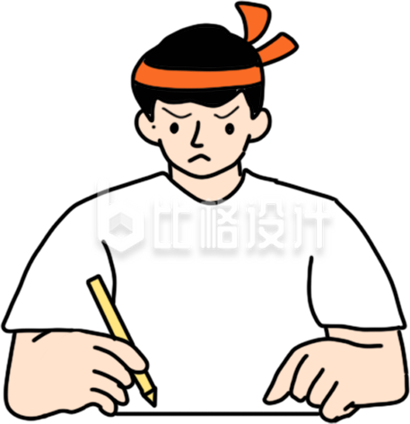 男生写字学习手绘插画