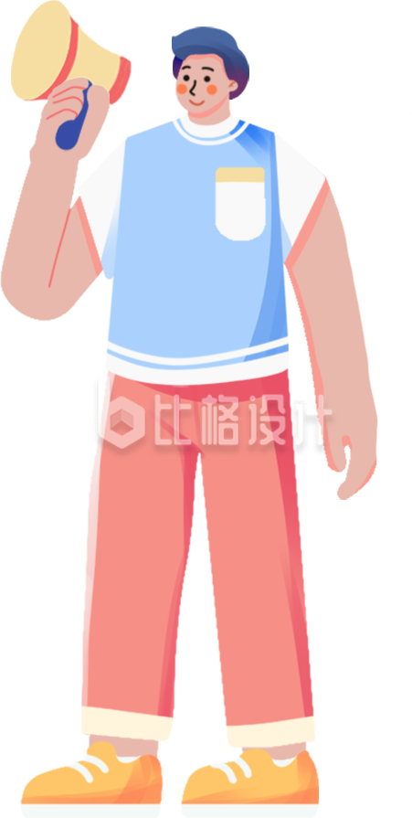 男生手握喇叭扁平手绘