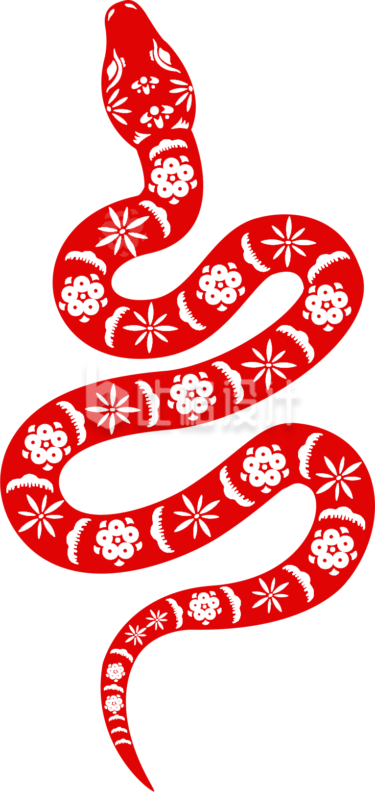 蛇剪纸手绘插画