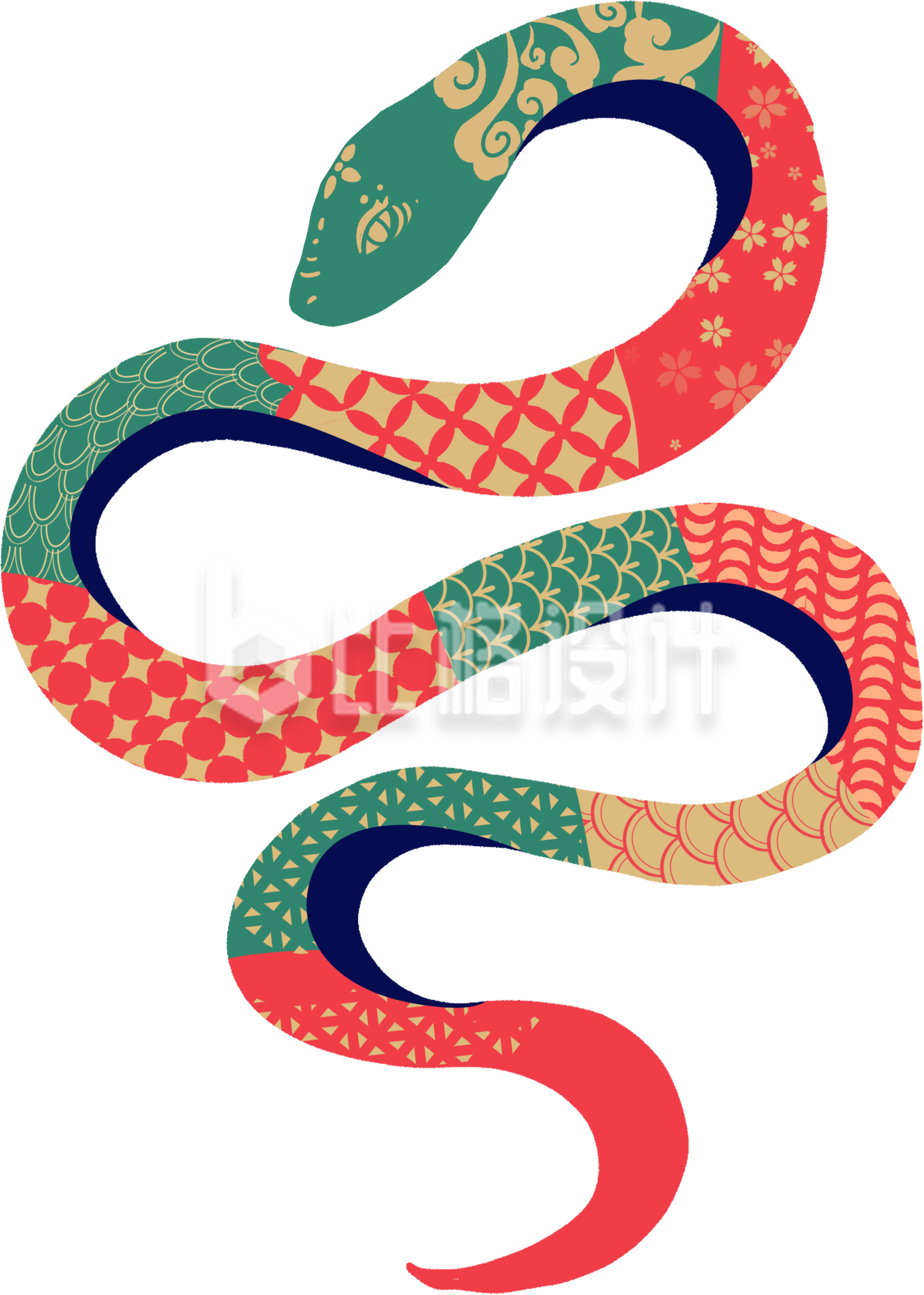 蛇手绘插画