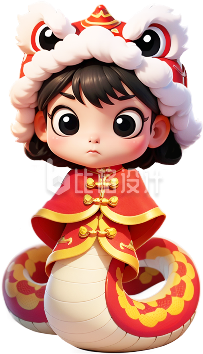 3D蛇年拟人小女孩