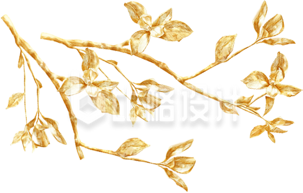 质感金色树枝3D