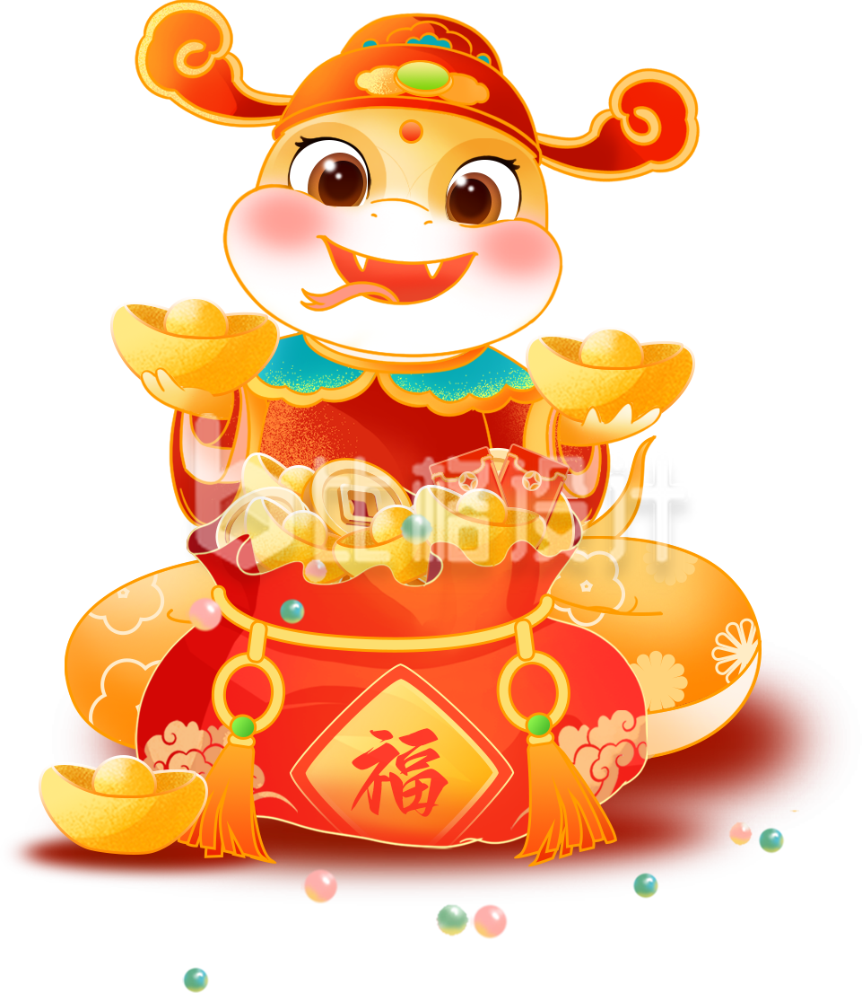 新年节日可爱卡通蛇手绘插画