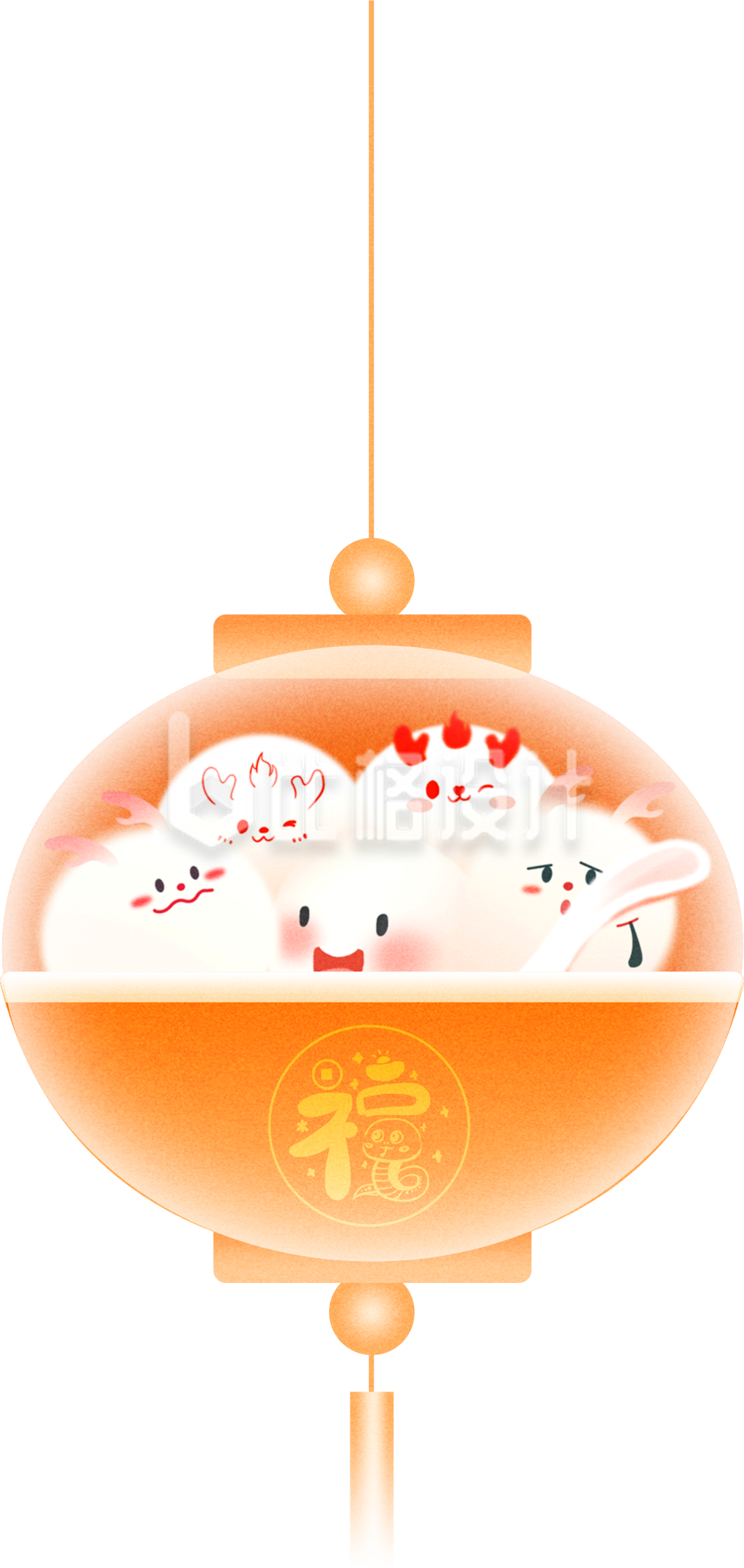 汤圆灯笼可爱插画