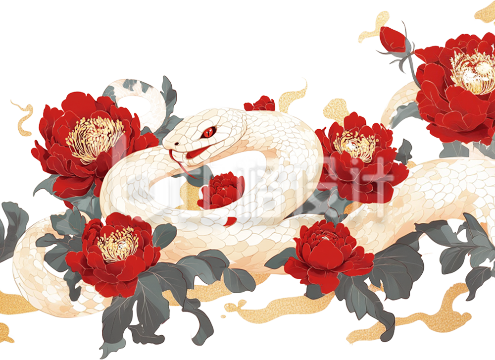 蛇缠绕花朵
