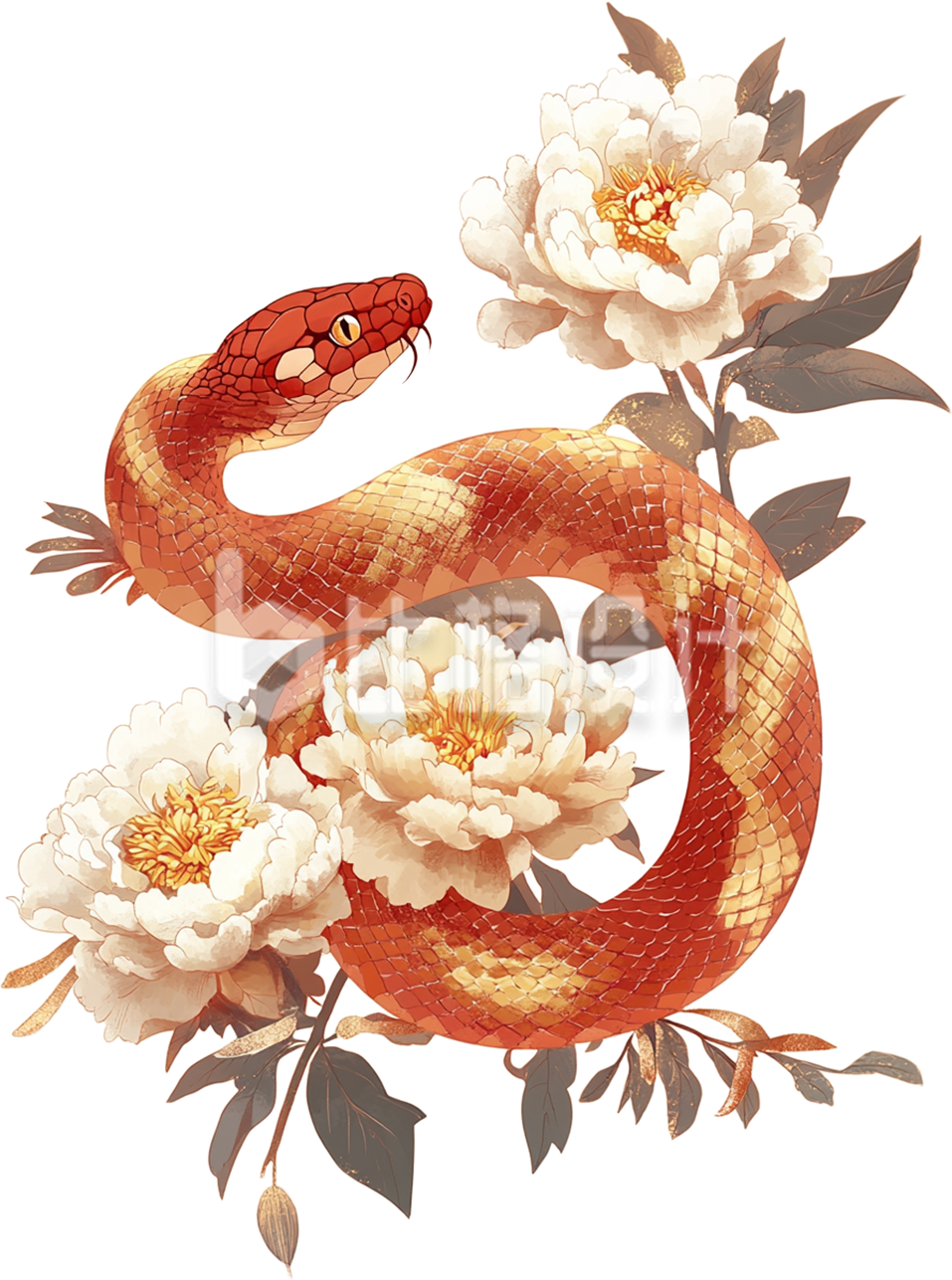 蛇缠绕花朵
