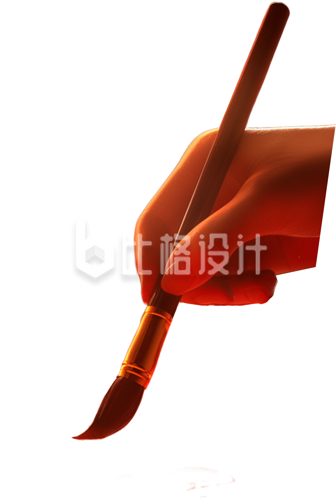 手拿毛笔写字
