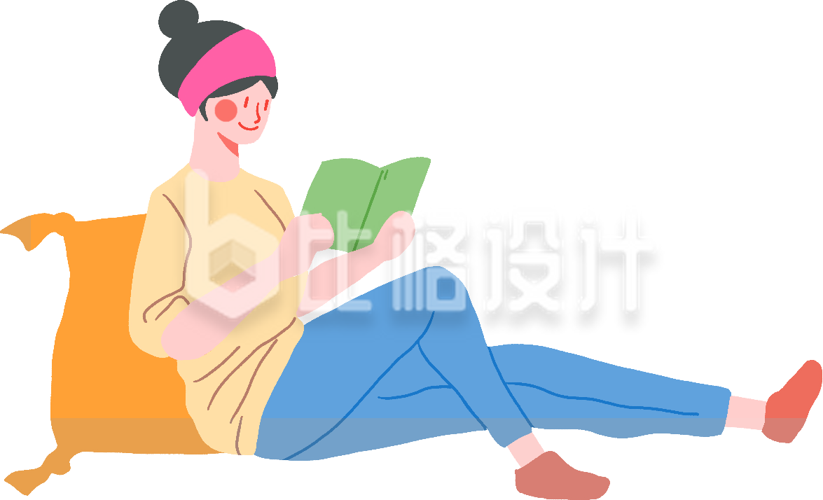 女生看书手绘
