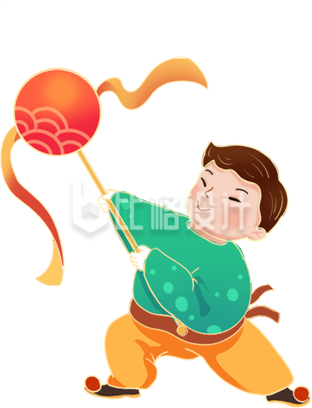 小男孩玩球插画