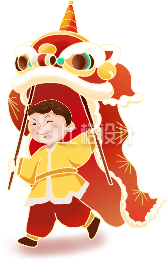 小男孩舞狮