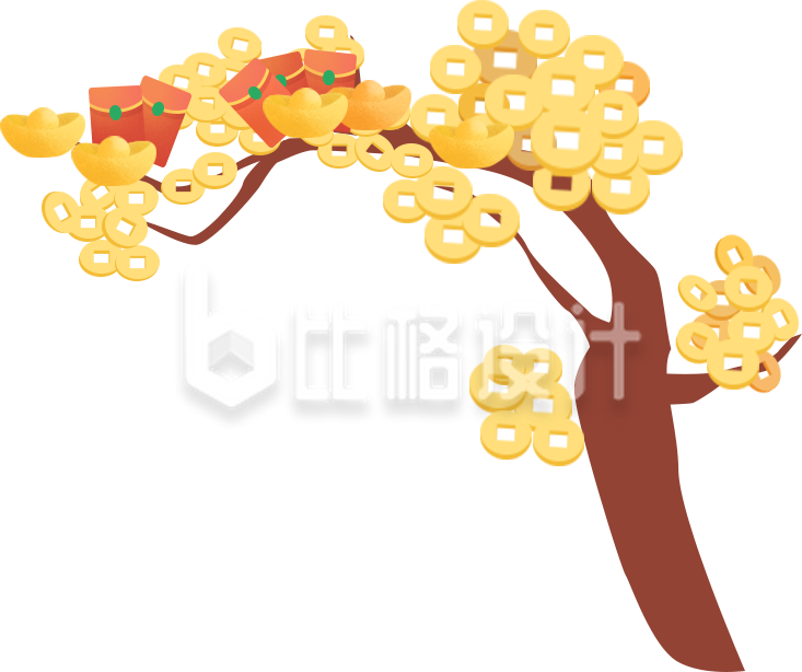 摇钱树手绘