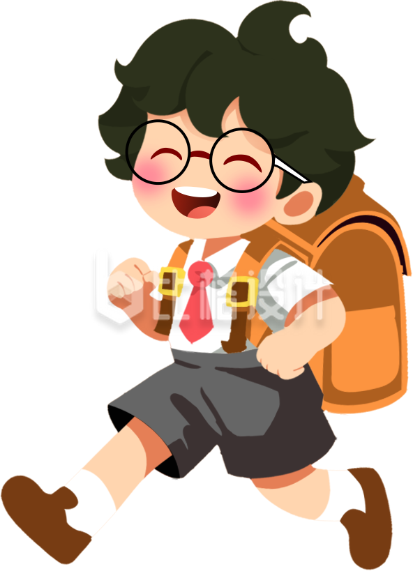 小男孩学生可爱卡通插画