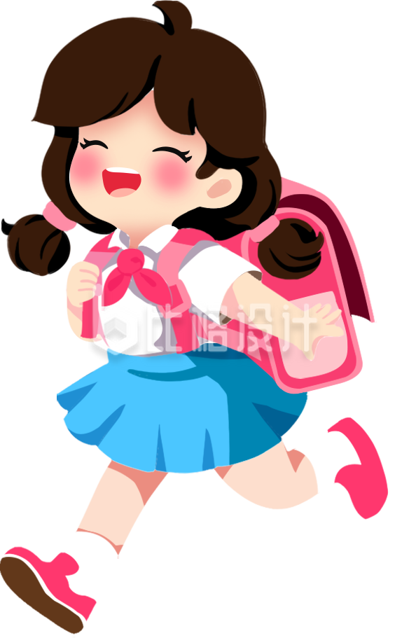 小女孩学生可爱卡通插画