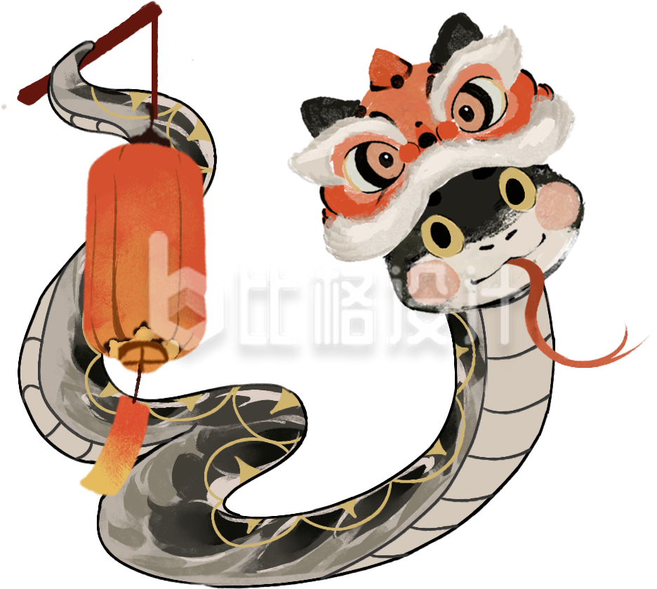 水墨蛇年蛇挂灯笼IP