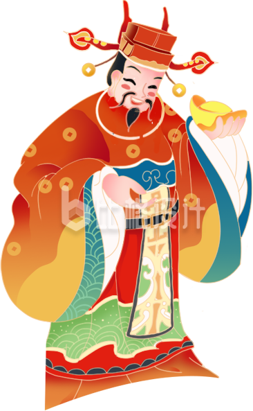 财神手绘插画