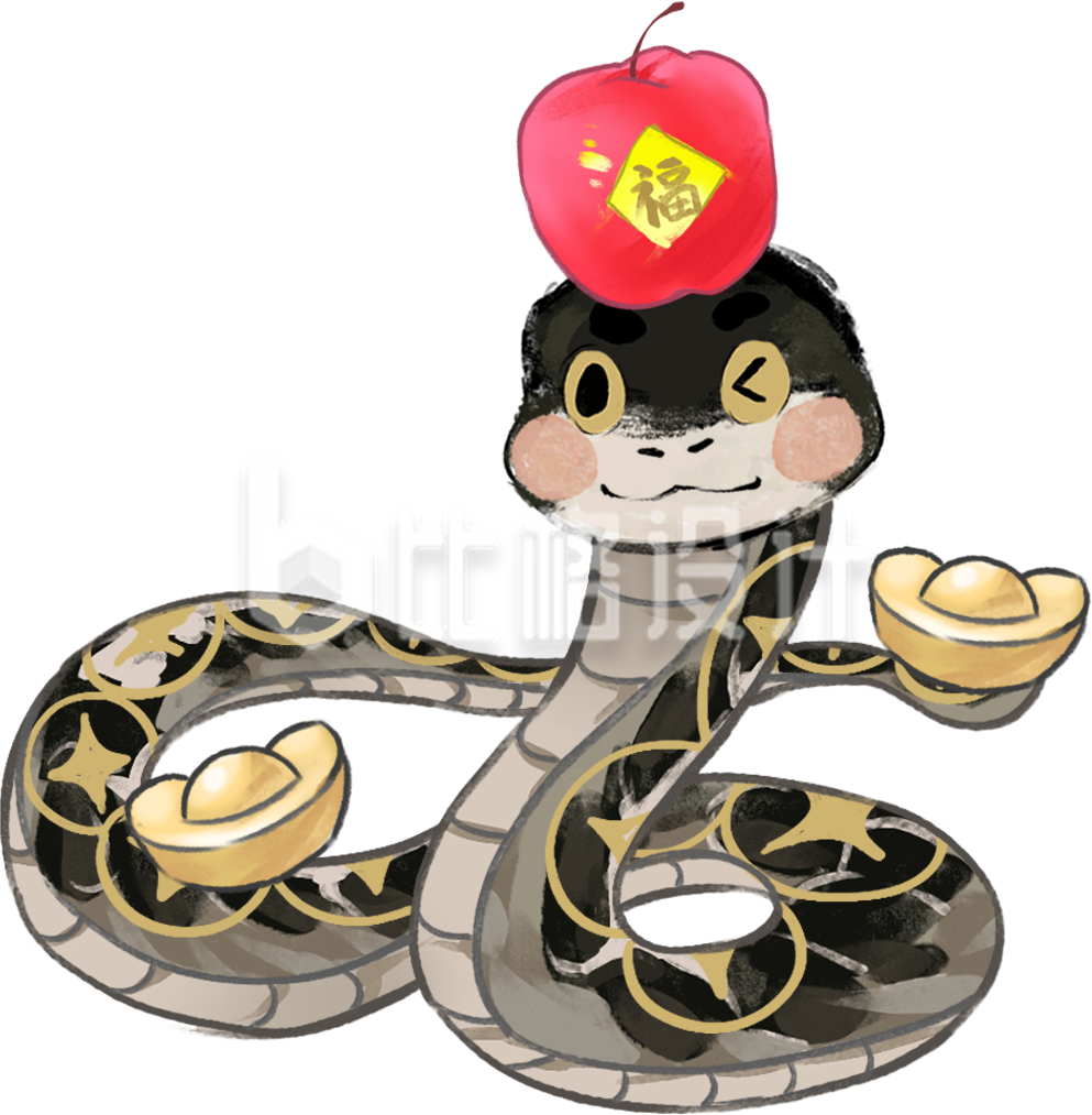 蛇可爱手绘插画